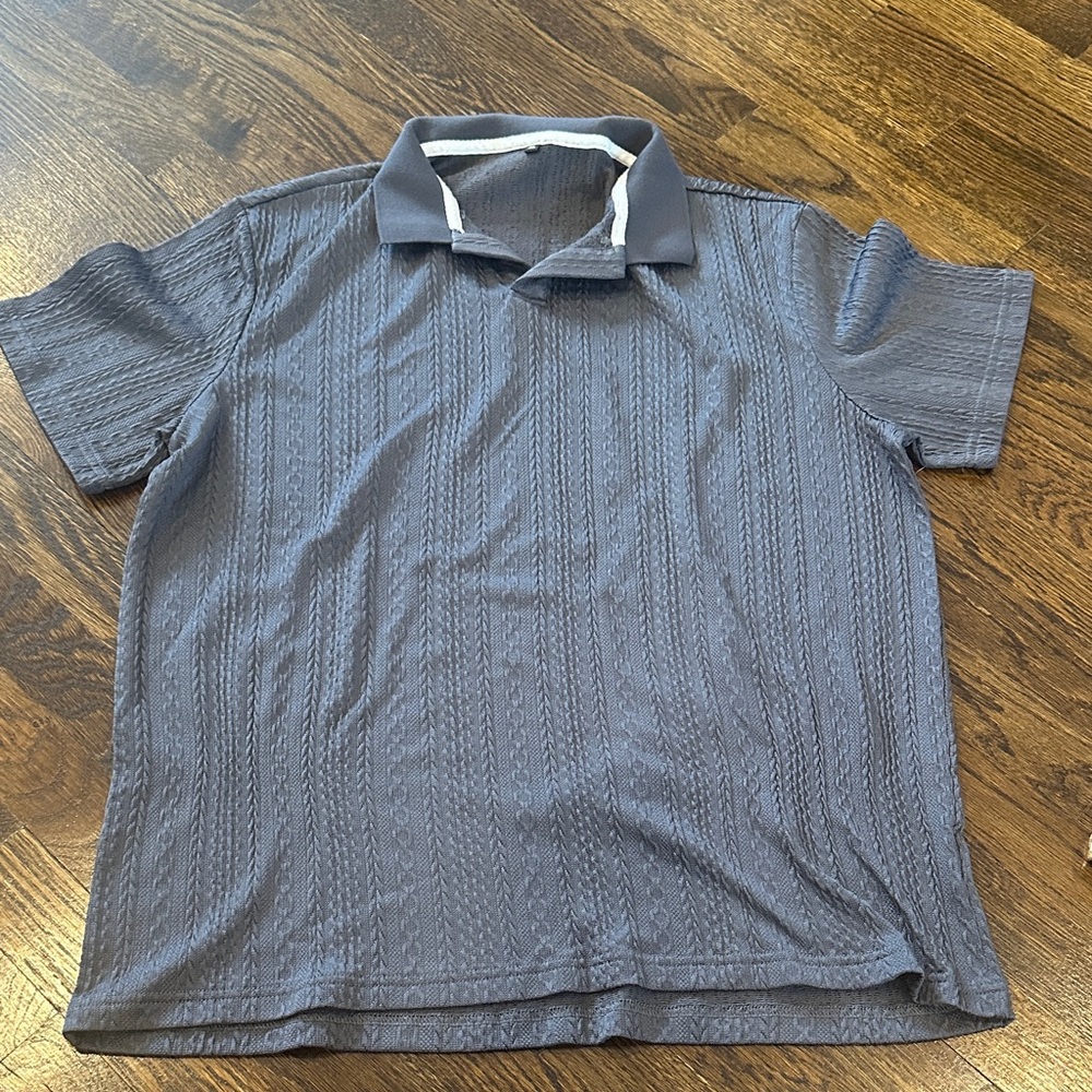 Men's Gray Textured Polo Shirt